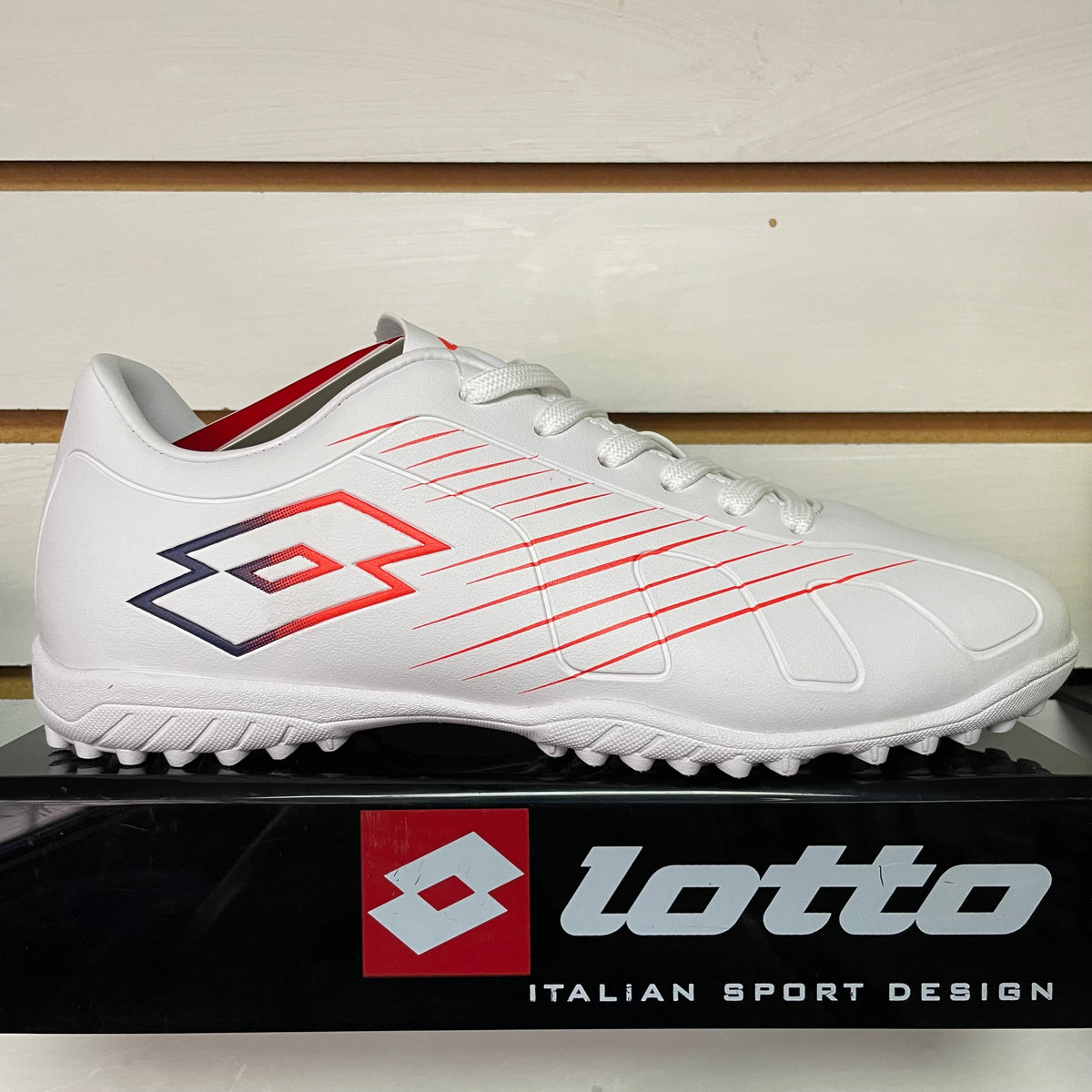 Zapato Baby Fútbol Juvenil Lotto - Fiore JR TF Blanco Rojo