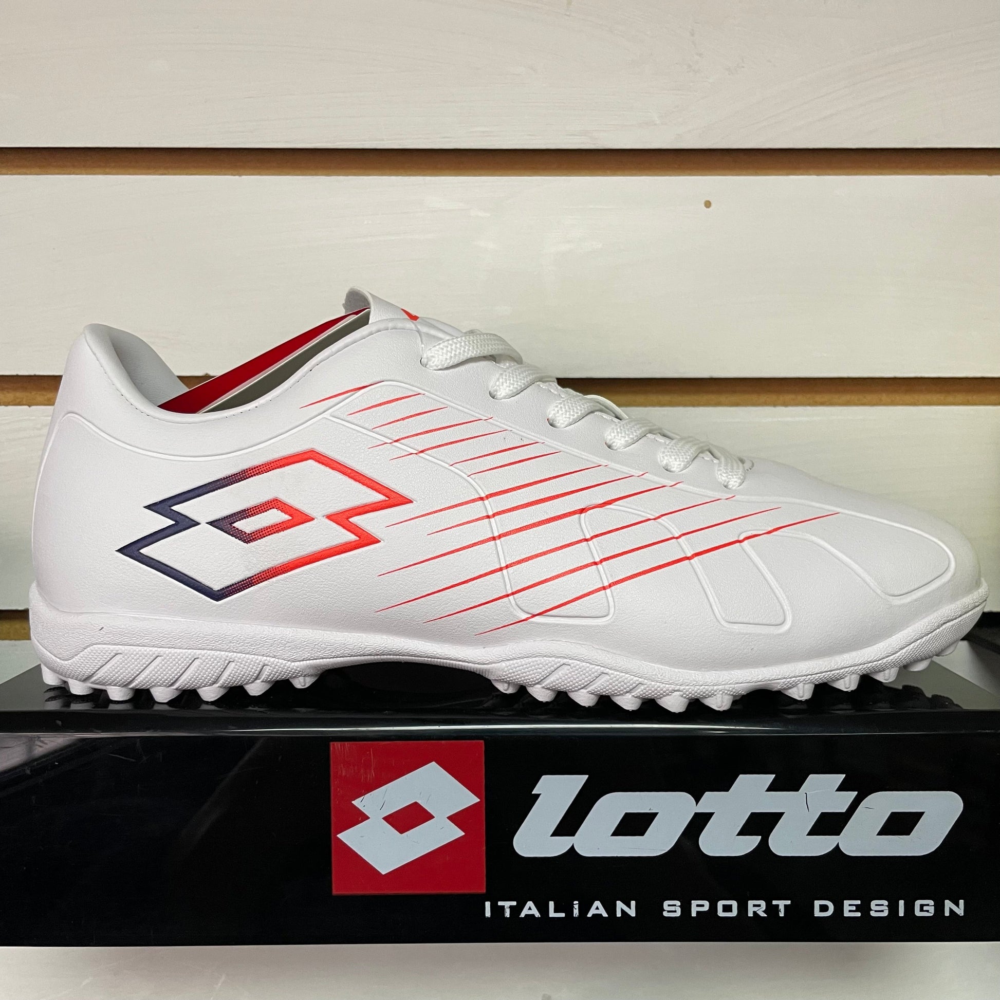 Zapato Baby Fútbol Juvenil Lotto - Fiore JR TF Blanco Rojo