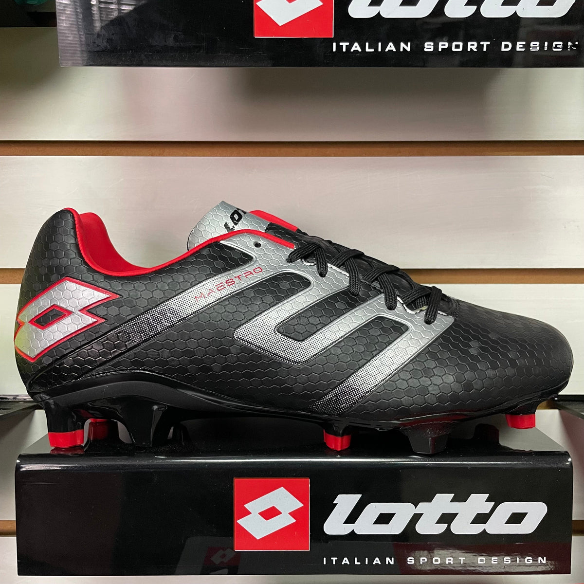 Zapato Futbol Hombre Lotto - Maestro 700 V FG Negro Rojo